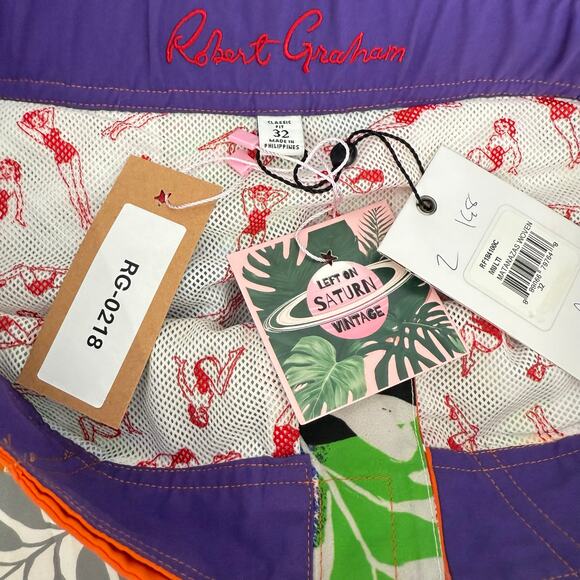 Robert Graham Men's Swim Shorts MATANAZAS Abstract Collector's Edition 32 - Picture 2 of 3